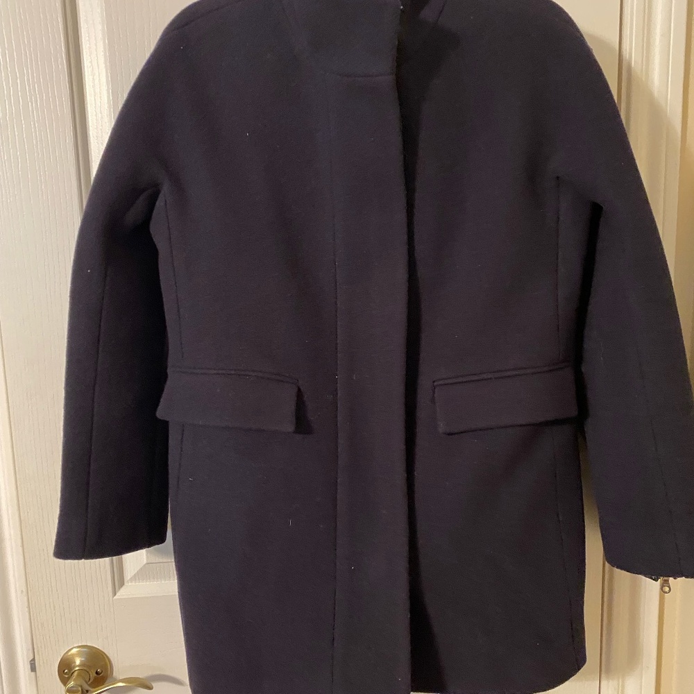 JCrew Stadium Coat, navy, wool, like new, size 4